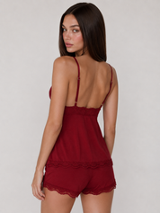 Capucine | Burgundy Lace Pajama Set