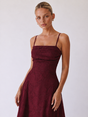 Louise | Lace Midi A-Line Dress with Lace-Up Back
