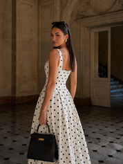 Anna | Robe trapèze mi-longue à pois