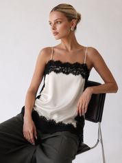 Irina | Black Lace Trim Top