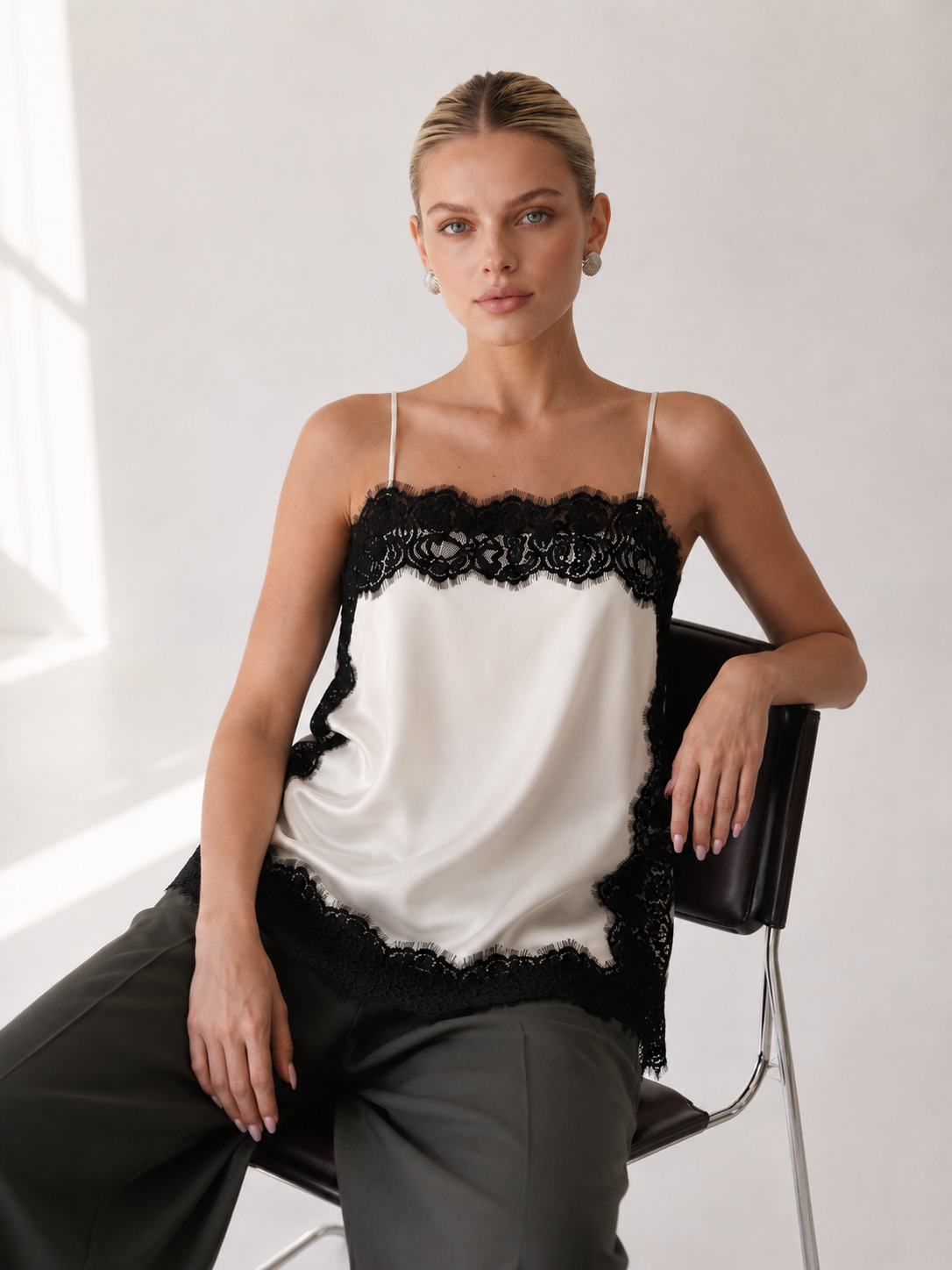 Irina | Black Lace Trim Top