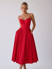 Houx | Abito midi a linea ad A con bustier strutturato