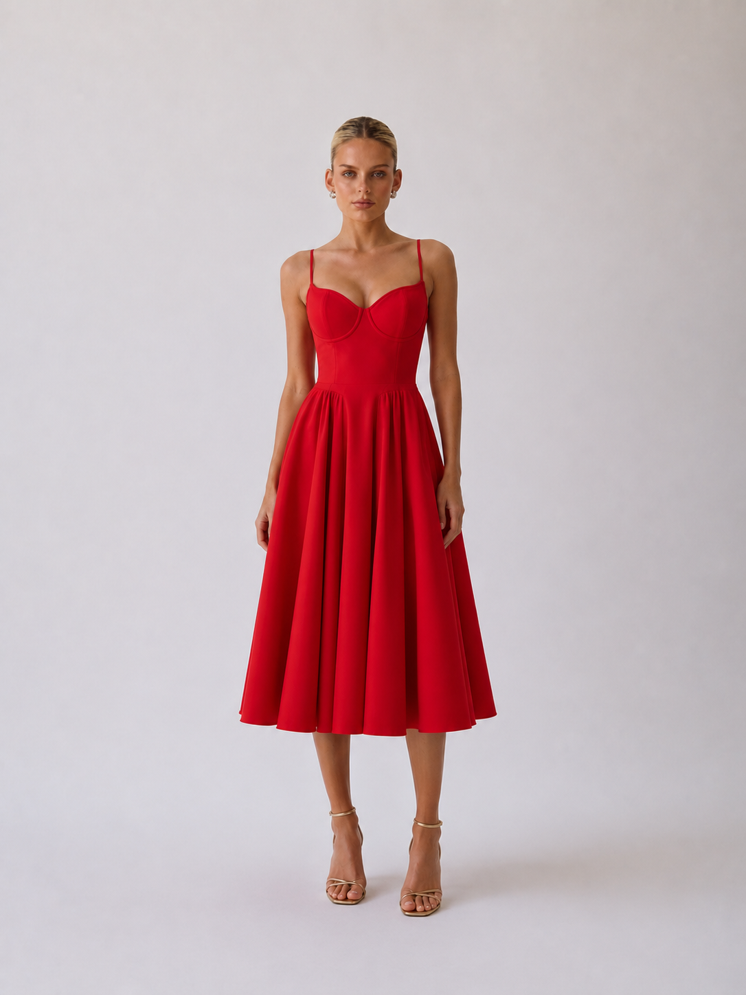 Houx | Abito midi a linea ad A con bustier strutturato