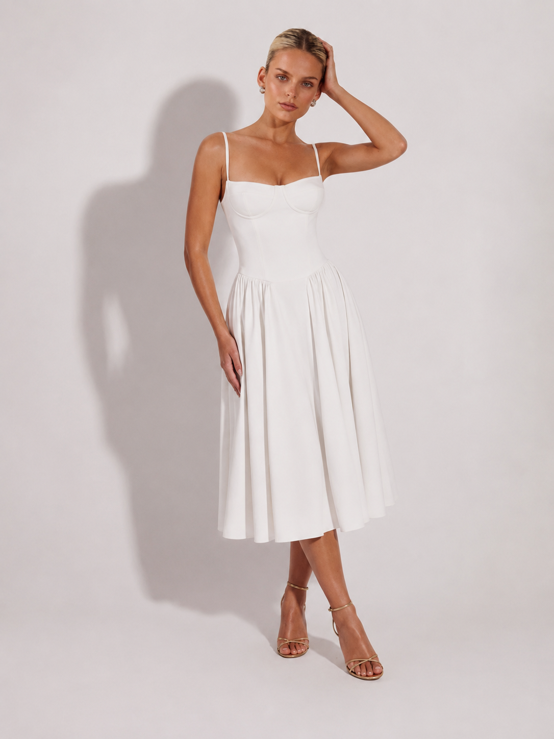 Houx | Abito midi a linea ad A con bustier strutturato