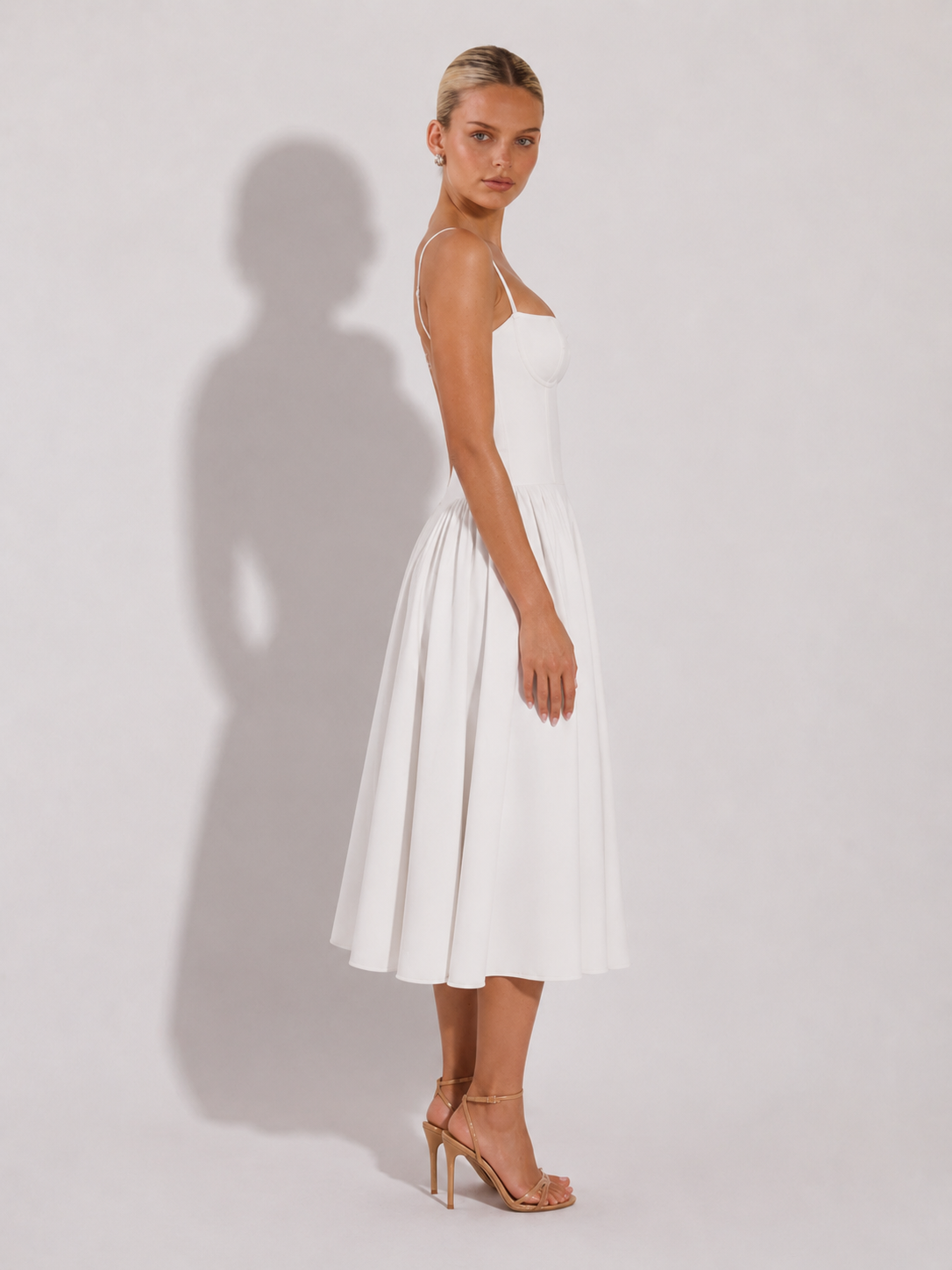 Houx | Abito midi a linea ad A con bustier strutturato