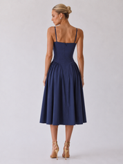 Abito longuette a linea A con bustino strutturato Houx - blu navy
