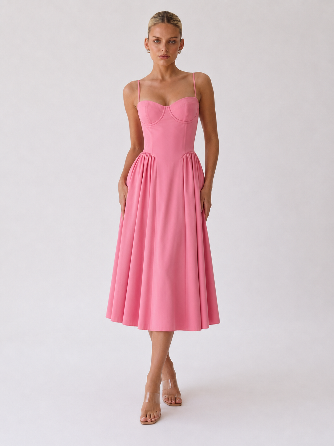 Houx | Abito midi a linea ad A con bustier strutturato