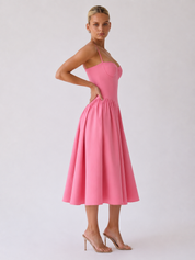 Houx | Abito midi a linea ad A con bustier strutturato