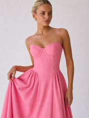 Houx | Abito midi a linea ad A con bustier strutturato