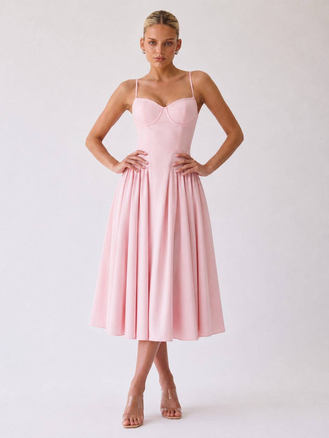 Houx | Abito midi a linea ad A con bustier strutturato