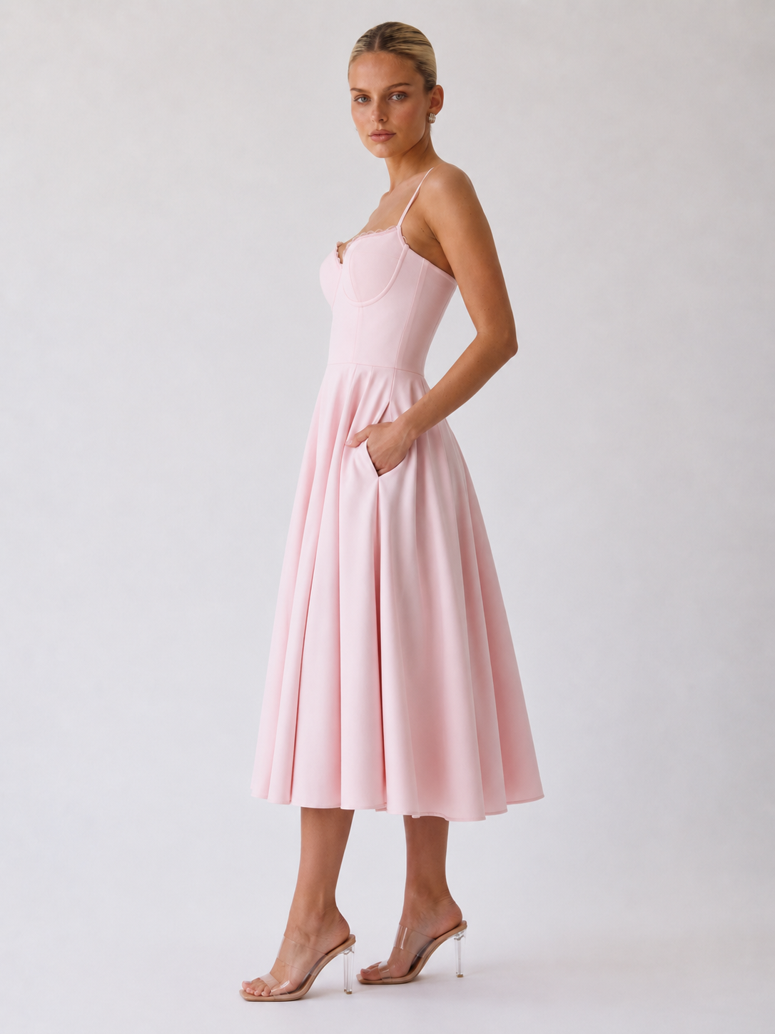 Houx | Abito midi a linea ad A con bustier strutturato