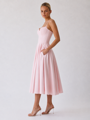 Houx | Abito midi a linea ad A con bustier strutturato