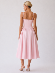Houx Structured Bustier A-Line Midi Dress - Pink