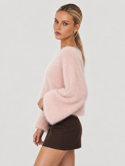 Maglione in maglia pelosa Riley - rosa