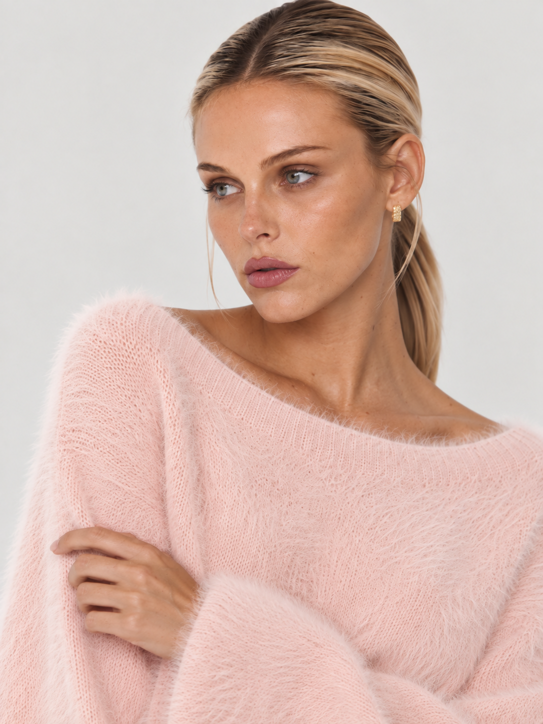 Maglione in maglia pelosa Riley - rosa