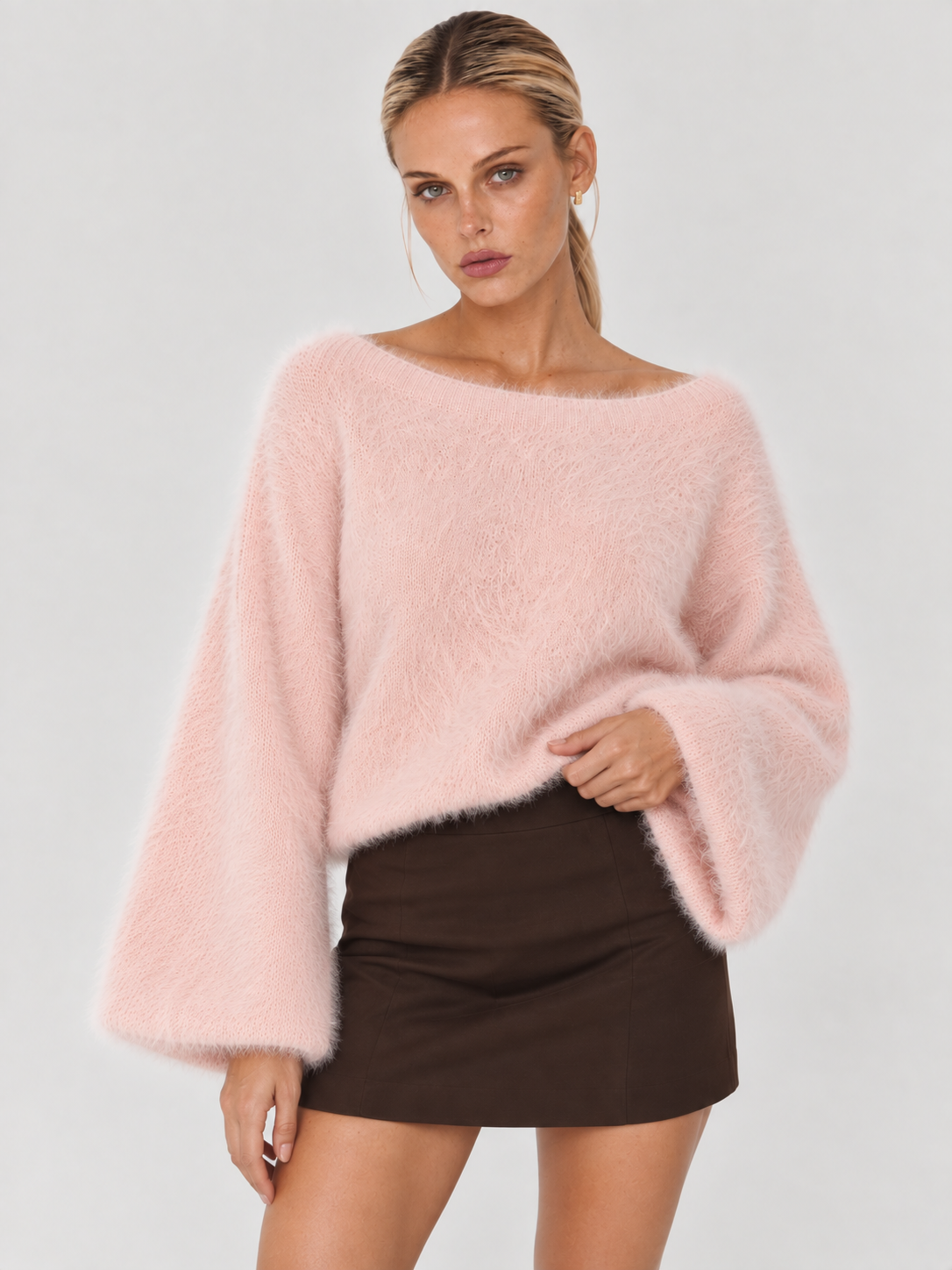 Maglione in maglia pelosa Riley - rosa