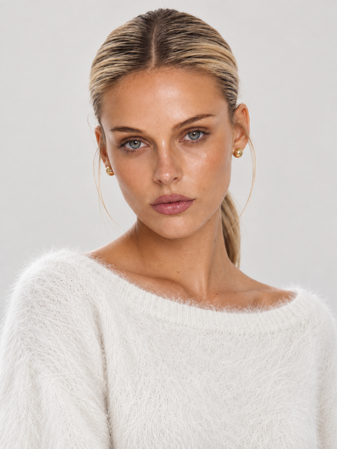 Riley Fuzzy Knit Jumper - White