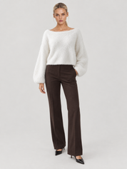 Riley Fuzzy Knit Jumper - White