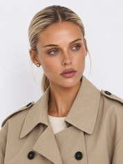 Colette Cropped Double-Breasted Trench Jacket - Beige