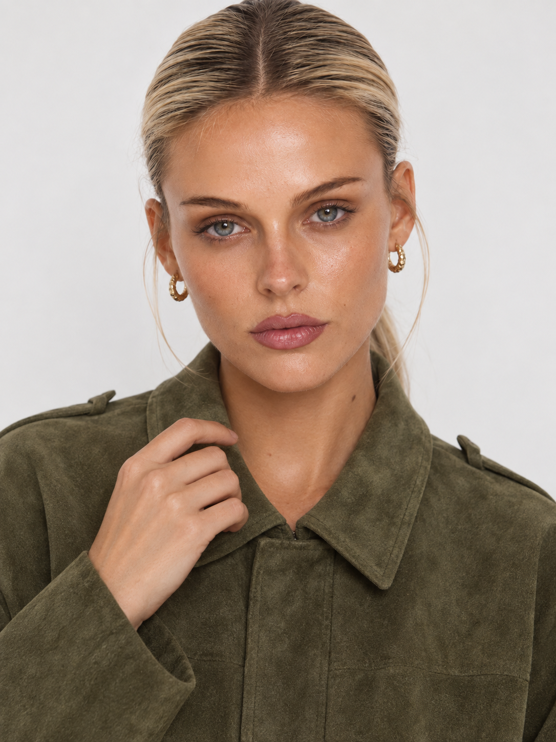 Lara-Bomberjacke aus Wildleder – Grün