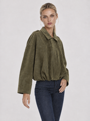 Lara-Bomberjacke aus Wildleder – Grün