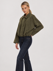 Lara-Bomberjacke aus Wildleder – Grün