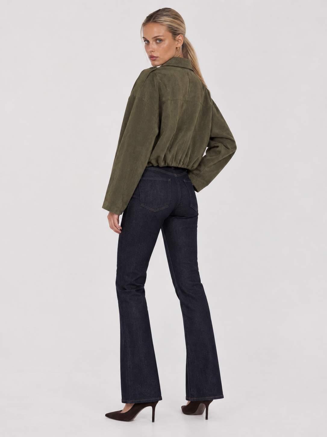Lara-Bomberjacke aus Wildleder – Grün