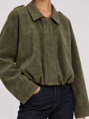 Lara-Bomberjacke aus Wildleder – Grün