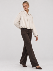 Lara Suede Bomber Jacket - White