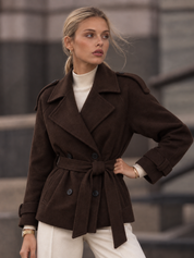 Camille | Brown Blend Cropped Trench Jacket