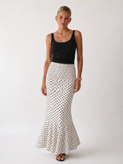 Sofia | Polka Dot Ruffle Maxi Skirt
