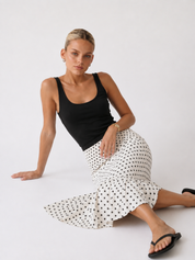 Sofia | Polka Dot Ruffle Maxi Skirt