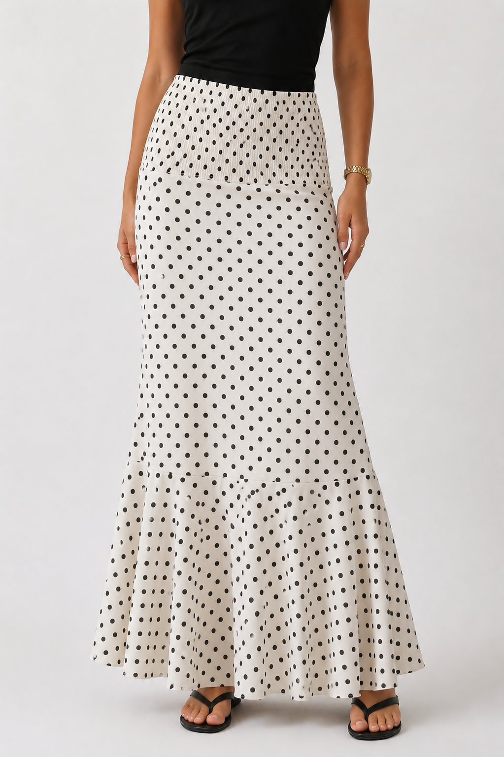 Sofia | Polka Dot Ruffle Maxi Skirt