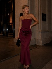 Rosie | Draped Strapless Maxi Dress