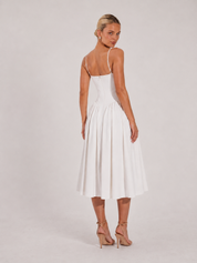 Houx Structured Bustier A-Line Midi Dress - White