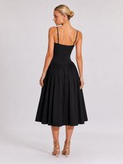 Houx Structured Bustier A-Line Midi Dress - Black