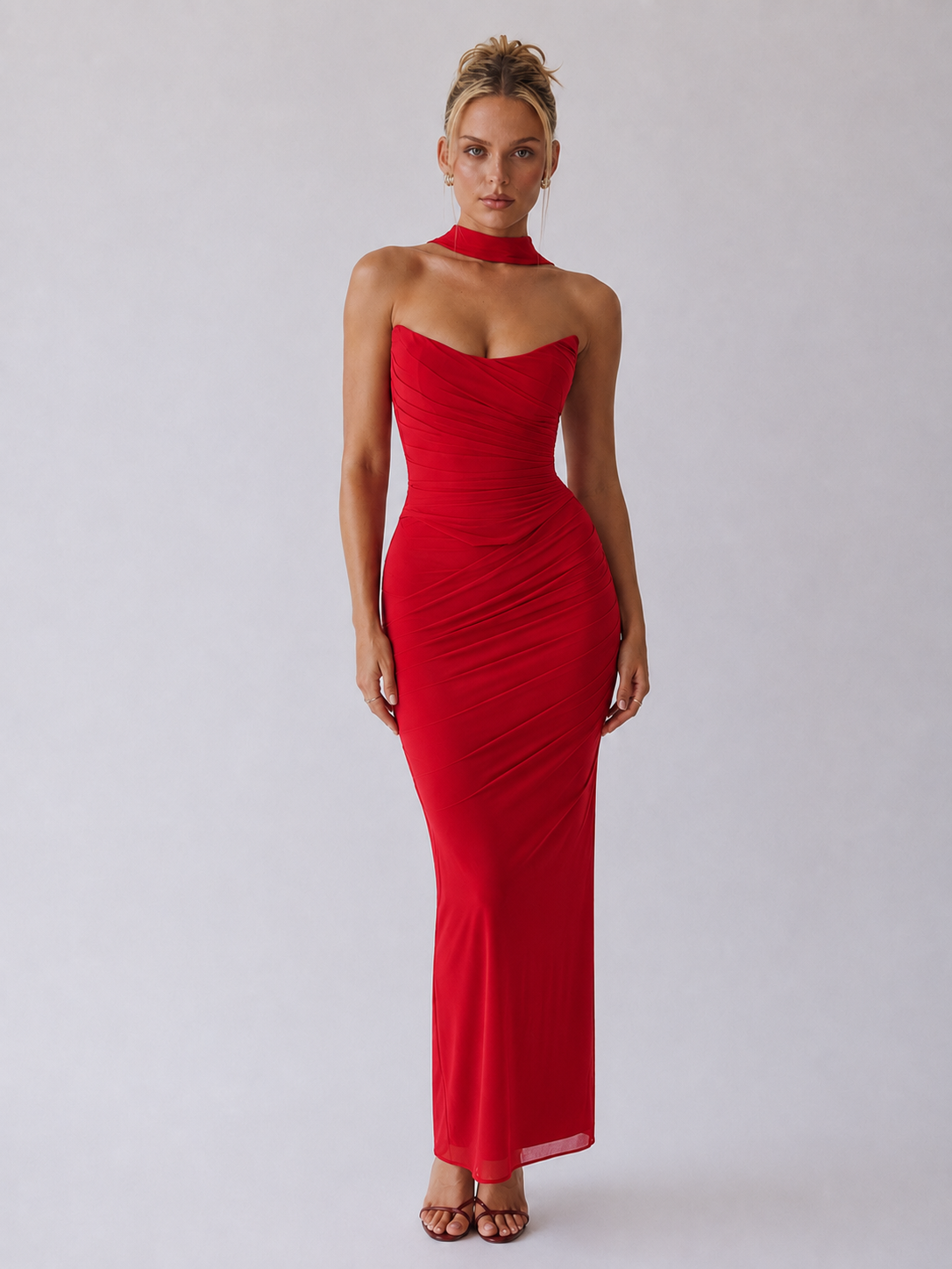 Souci | Robe longue froncée sans bretelles