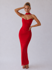 Souci | Trägerloses, gerafftes Maxikleid