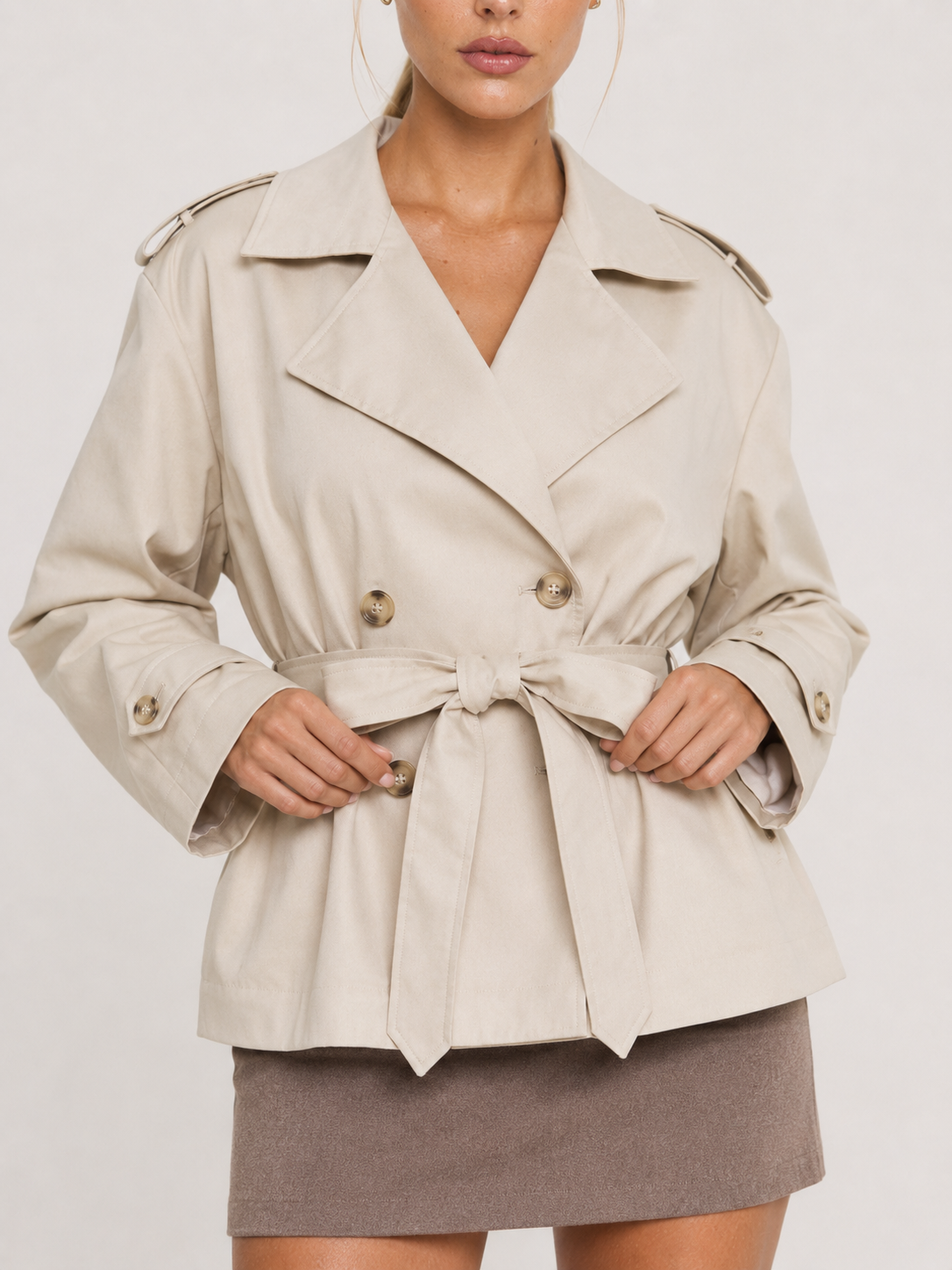Cappotto trench oversize con cintura Aurora - Beige