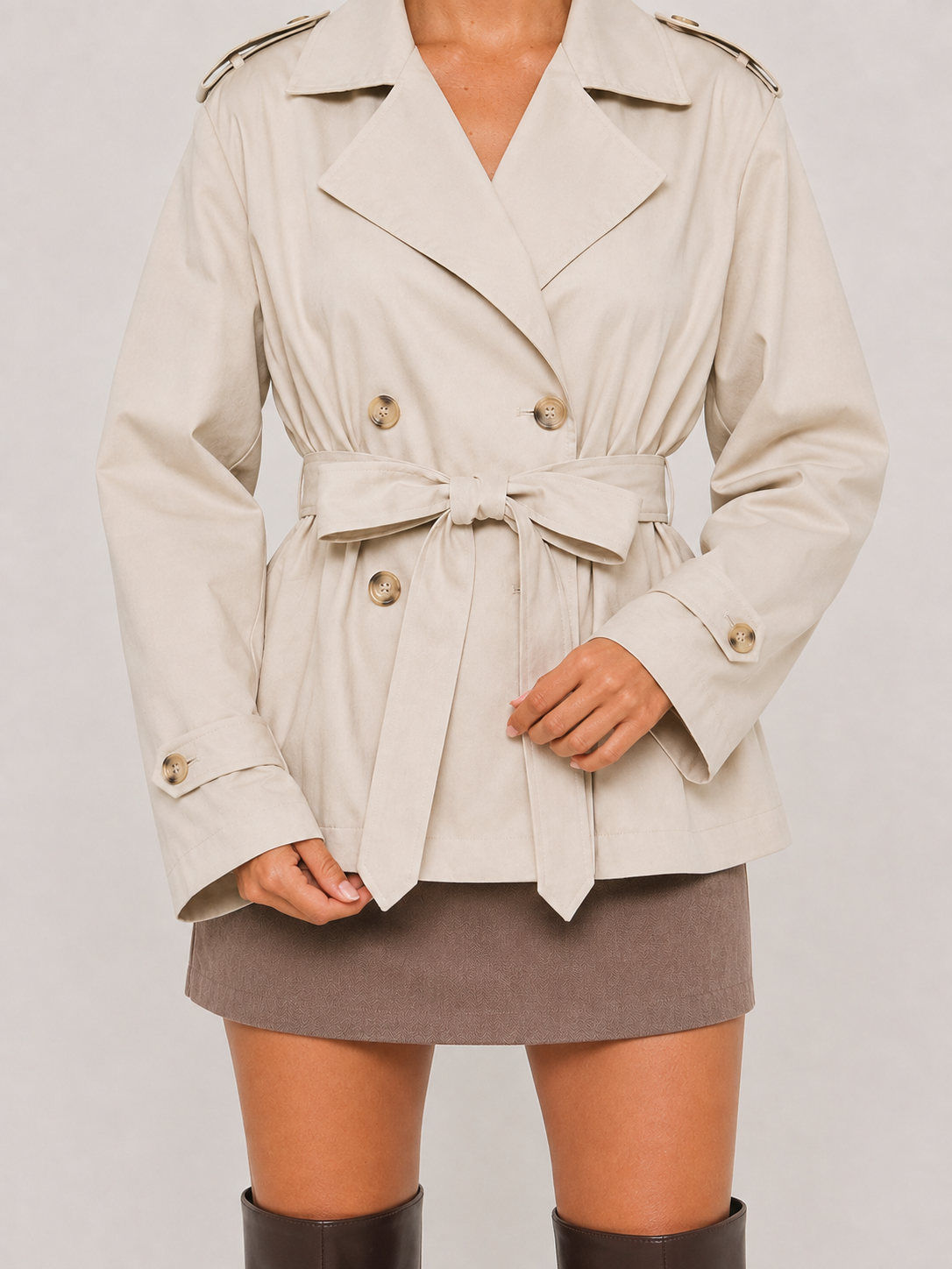 Cappotto trench oversize con cintura Aurora - Beige