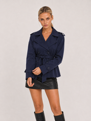Trench coat oversize con cintura Aurora - blu navy