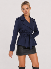 Trench coat oversize con cintura Aurora - blu navy