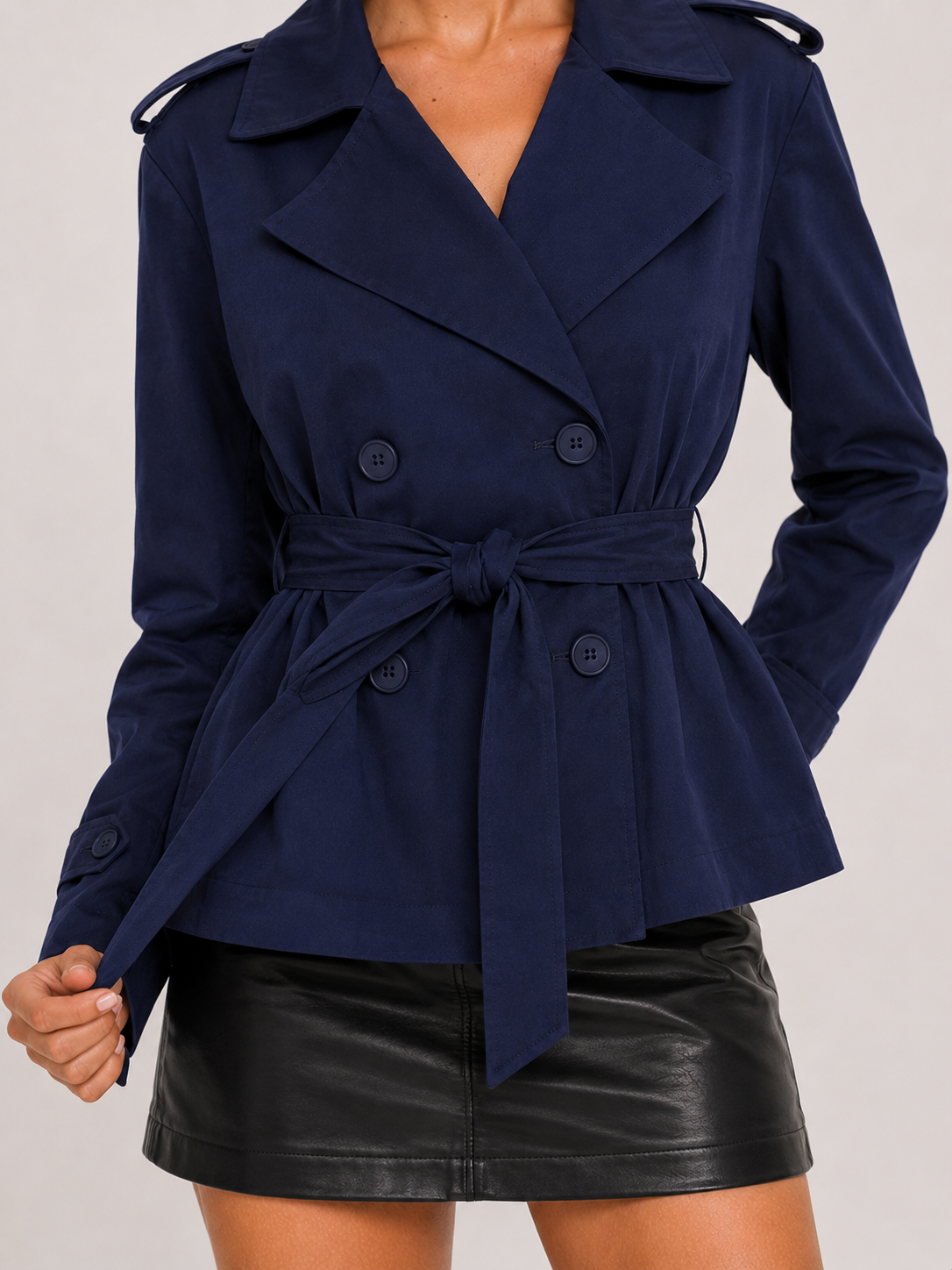 Trench coat oversize con cintura Aurora - blu navy