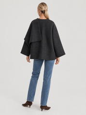 Iris Cape-Mantel mit Wasserfallausschnitt für Damen - Dunkelgrau