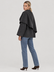 Iris Cape-Mantel mit Wasserfallausschnitt für Damen - Dunkelgrau
