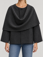 Iris Cape-Mantel mit Wasserfallausschnitt für Damen - Dunkelgrau