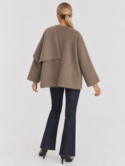 Cappotto mantella da donna con collo drappeggiato Iris - tortora