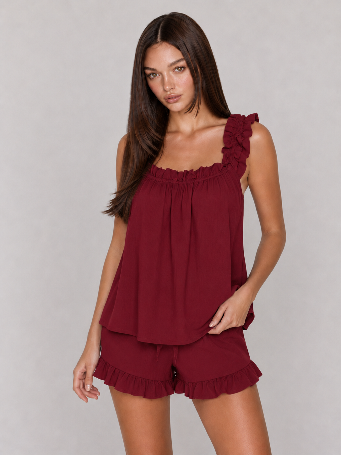 Judy | Gathered Tank and Shorts Pajama Set