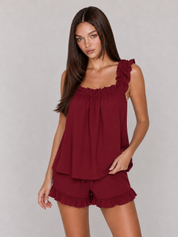 Judy | Gathered Tank and Shorts Pajama Set