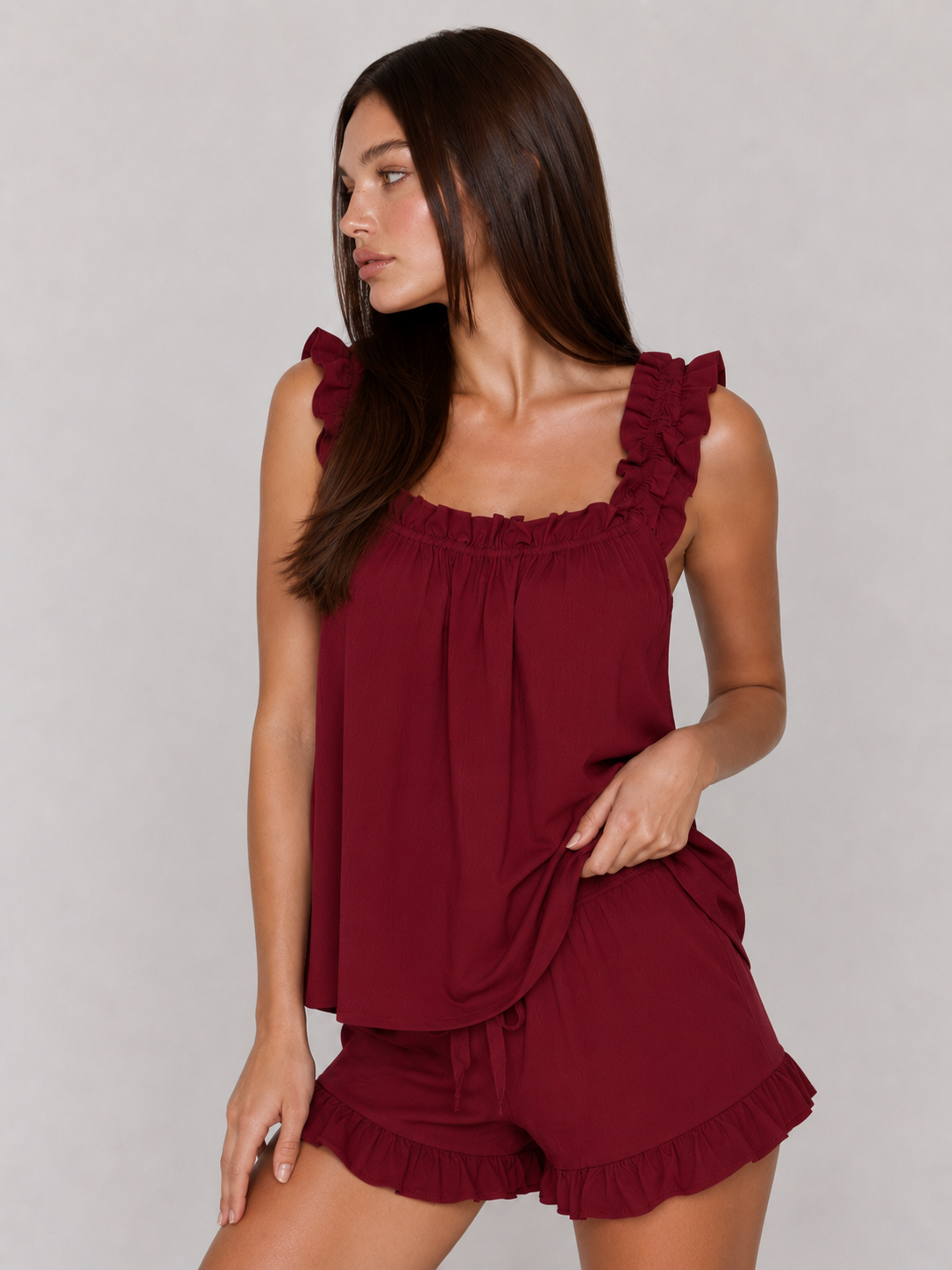 Judy | Gathered Tank and Shorts Pajama Set